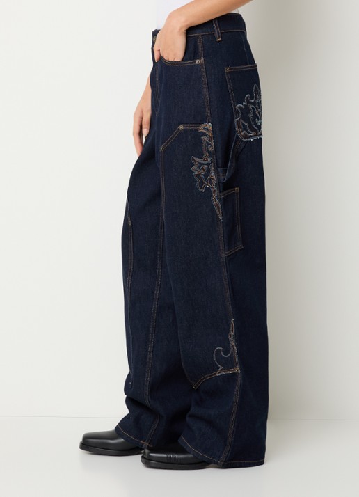 Zadig&Voltaire Perya mid waist loose fit jeans met borduring - detail 2 indigo