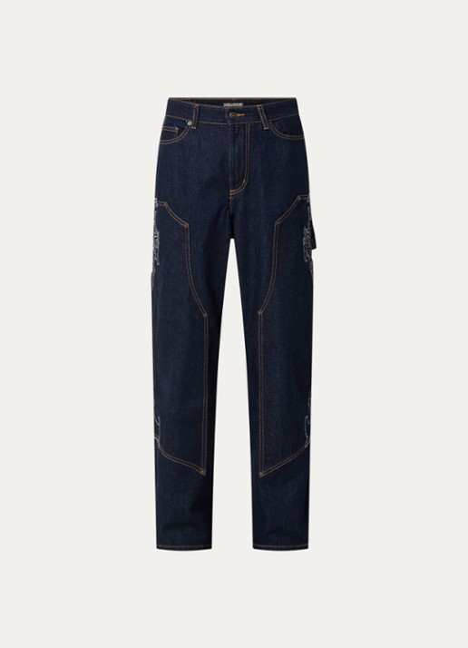 Zadig&Voltaire Perya mid waist loose fit jeans met borduring - voorkant 3 indigo