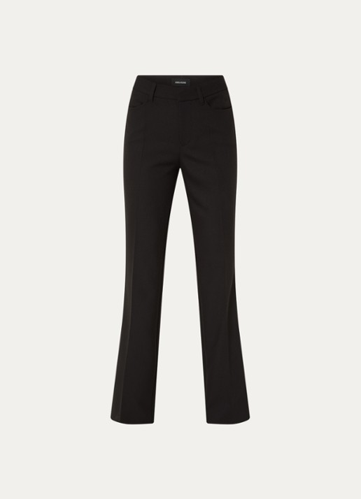 Zadig&Voltaire Pistol high waist straight fit pantalon met steekzakken - voorkant 2 zwart
