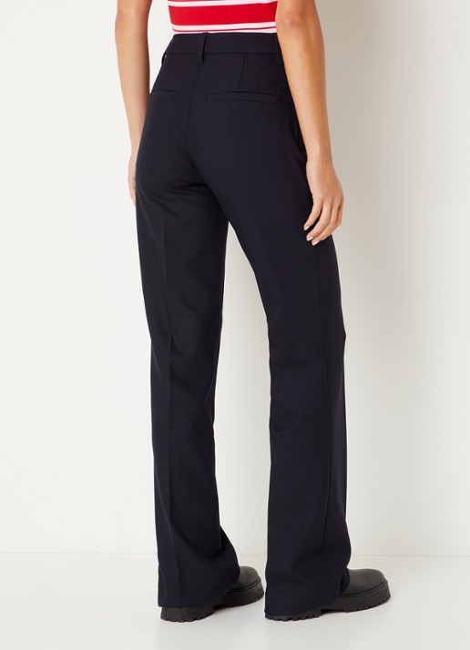 Zadig&Voltaire Pistol high waist straight fit pantalon met steekzakken - achterkant 4 donkerblauw