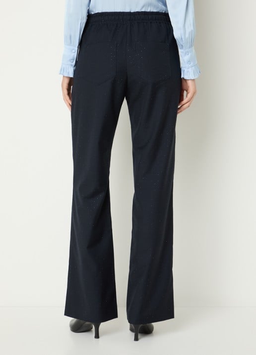 Zadig&Voltaire Poma high waist flared fit pantalon met strass en steekzakken - achterkant 2 blauwgrijs