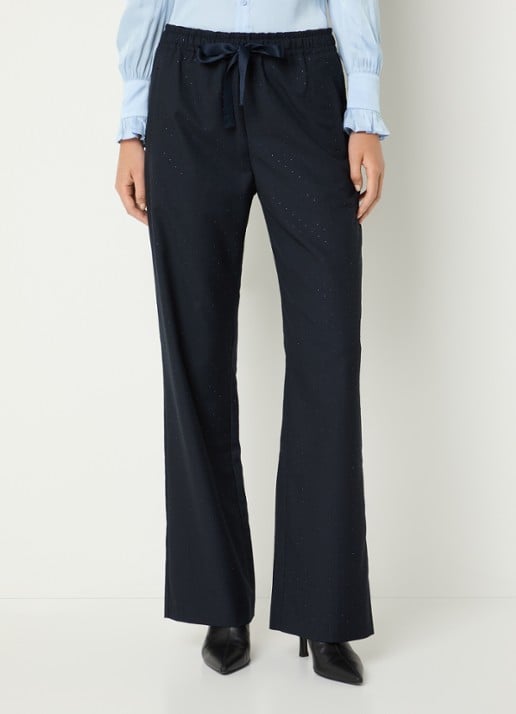 Zadig&Voltaire Poma high waist flared fit pantalon met strass en steekzakken