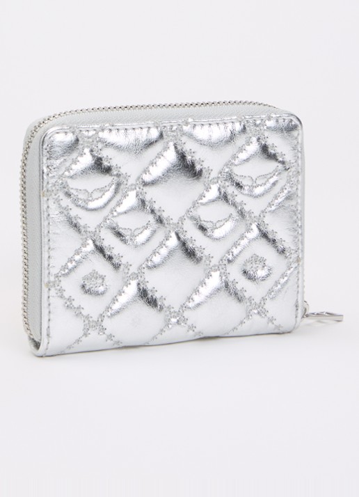 Zadig&Voltaire Portemonnee van leer met metallic finish en quilt patroon - achterkant 3 zilver