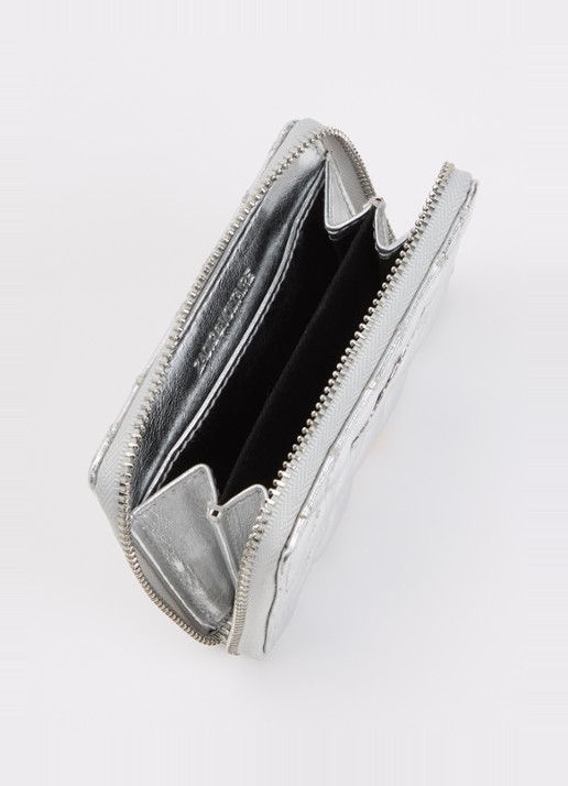 Zadig&Voltaire Portemonnee van leer met metallic finish en quilt patroon - voorkant 2 zilver