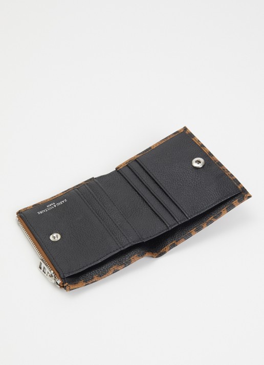 Zadig&Voltaire Portomonee van leer met panterprint  - voorkant 2 bruin