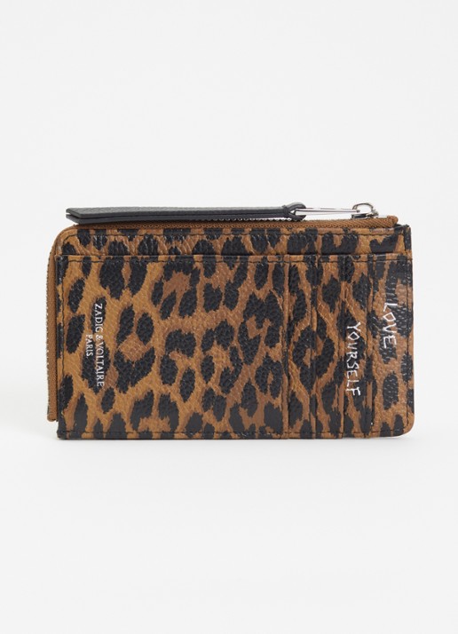 Zadig&Voltaire Portomonee van leer met panterprint  - achterkant 3 bruin