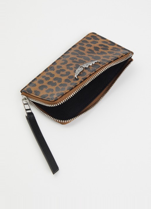 Zadig&Voltaire Portomonee van leer met panterprint  - voorkant 2 bruin