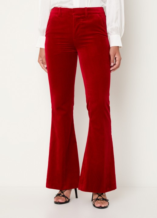 Zadig&Voltaire Prevy high waist flared fit pantalon van fluweel met steekzakken - detail 3 rood