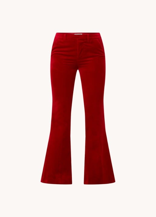 Zadig&Voltaire Prevy high waist flared fit pantalon van fluweel met steekzakken - voorkant rood