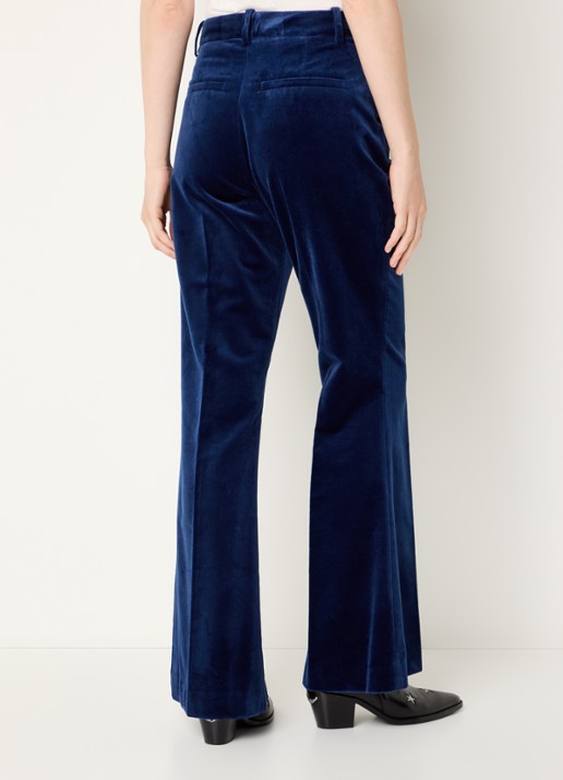 Zadig&Voltaire Prevy mid waist flared fit pantalon van fluweel met steekzakken - achterkant royalblauw