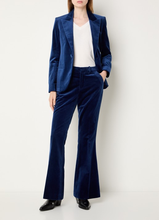 Zadig&Voltaire Prevy mid waist flared fit pantalon van fluweel met steekzakken - voorkant 4 royalblauw
