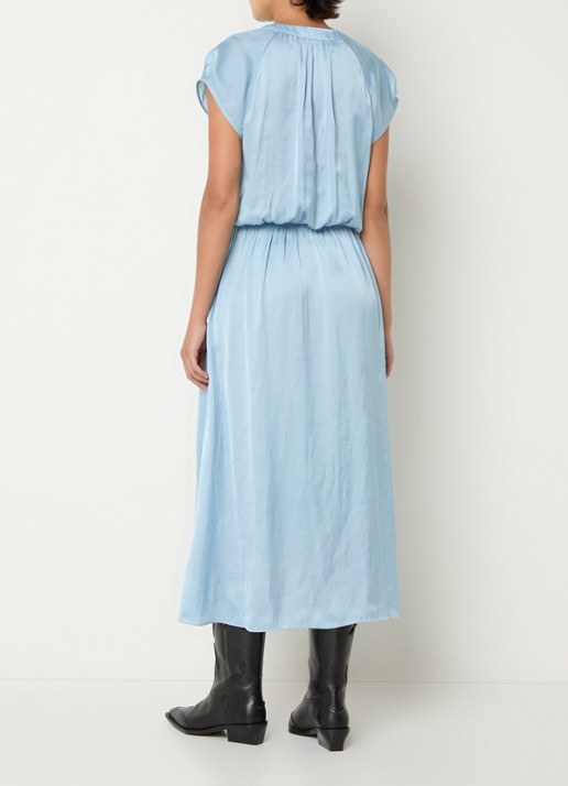 Zadig&Voltaire Randall midi jurk van satijn met asymmetrische zoom - achterkant 3 lichtblauw