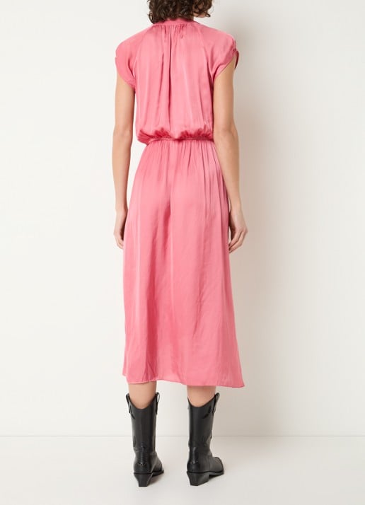 Zadig&Voltaire Randall midi jurk van satijn met asymmetrische zoom - achterkant 2 oudroze