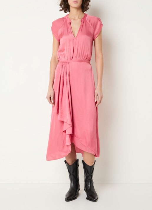 Zadig&Voltaire Randall midi jurk van satijn met asymmetrische zoom