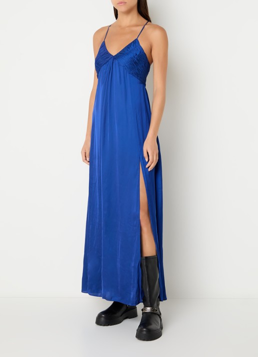 Zadig&Voltaire Rayonne maxi jurk van satijn met smockwerk en split