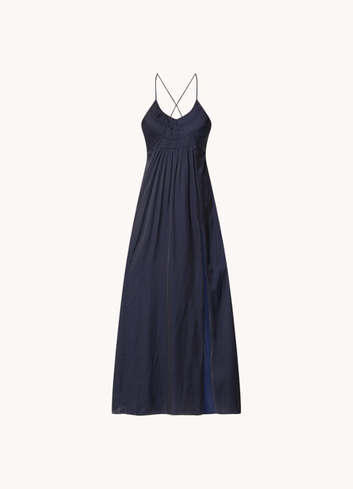 Zadig&Voltaire Rayonne maxi jurk van satijn met smockwerk - voorkant 3 zalmroze