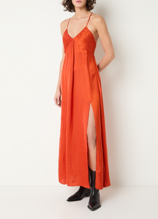 Zadig&Voltaire Rayonne maxi jurk van satijn met smockwerk