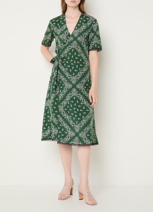 Zadig&Voltaire Reforme midi jurk met strikdetail en paisley dessin