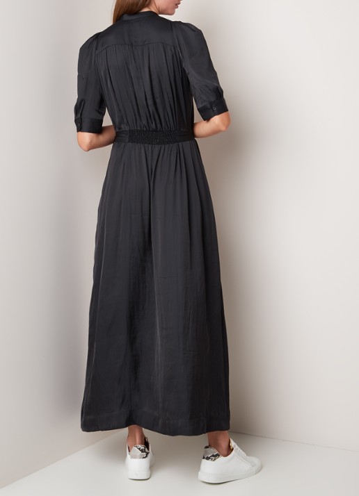 Zadig&Voltaire Remedy maxi jurk van satijn met strikceintuur - achterkant zwart