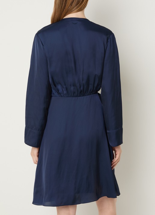 Zadig&Voltaire Remoir mini wikkeljurk van satijn - achterkant 4 donkerblauw