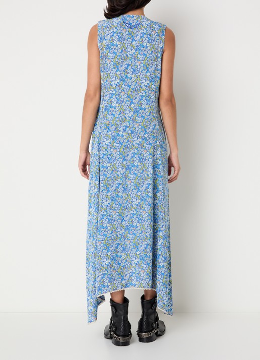 Zadig&Voltaire Rerol maxi jurk met print en asymmetrische zoom - achterkant 4 blauw