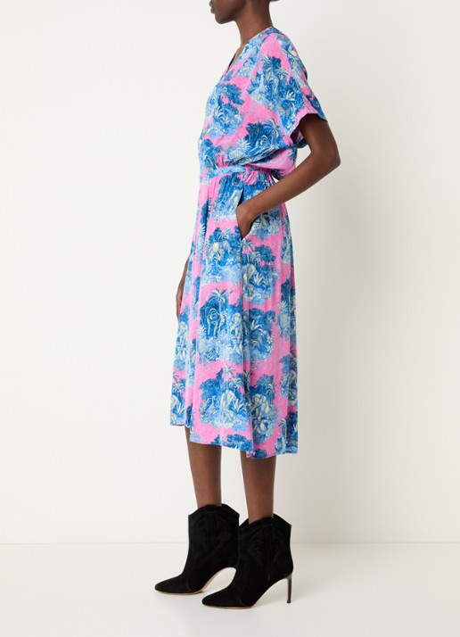 Zadig&Voltaire Riaz Smooth midi tuniekjurk met print - voorkant 3 neonroze