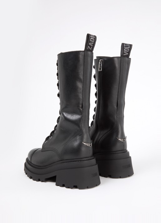 Zadig&Voltaire Ride bikerboot van leer - achterkant zwart