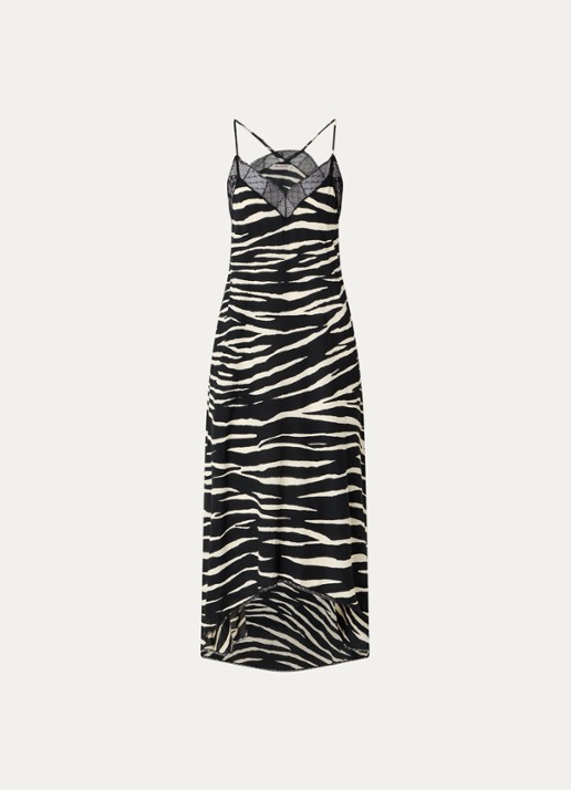Zadig&Voltaire Risty maxi jurk met zebraprint - voorkant 3 zwart