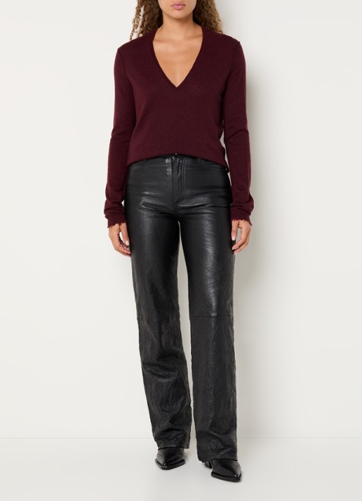 Zadig&Voltaire Rivy fijngebreide pullover van kasjmier - voorkant 3 bordeauxrood