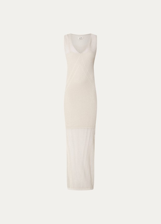 Zadig&Voltaire Riza semi-transparante maxi jurk met lurex en split - voorkant 2 creme