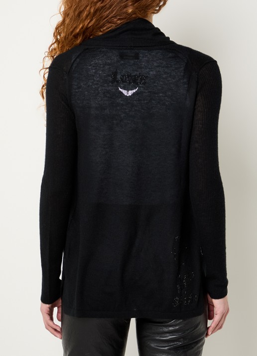 Zadig&Voltaire Robyn openvallend vest van kasjmier - achterkant 3 zwart