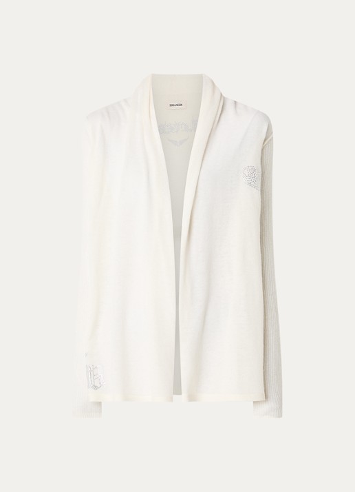Zadig&Voltaire Robyn openvallend vest van kasjmier - voorkant 3 vanillegeel