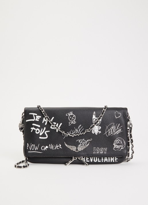 Zadig&Voltaire Rock Arty Tag clutch van leer met afneembare schouderriem