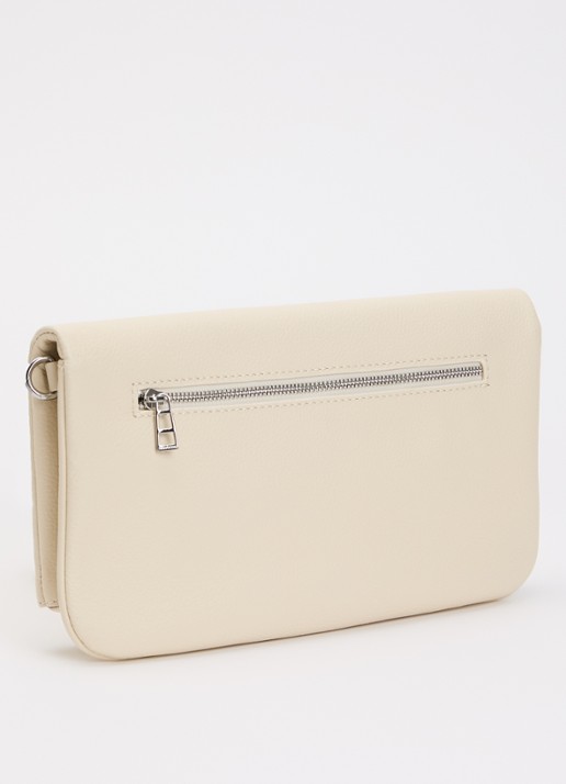Zadig&Voltaire Rock clutch van leer met afneembare schouderriem - achterkant gebroken wit