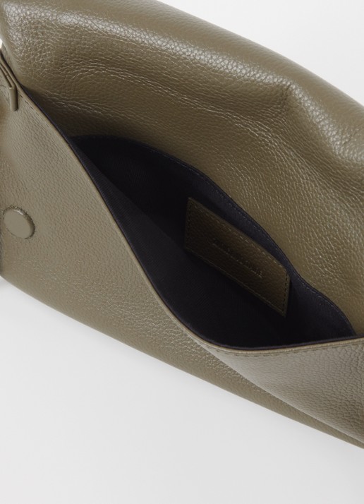 Zadig&Voltaire Rock Grained clutch van leer met afneembare schouderriem - detail 5 legergroen