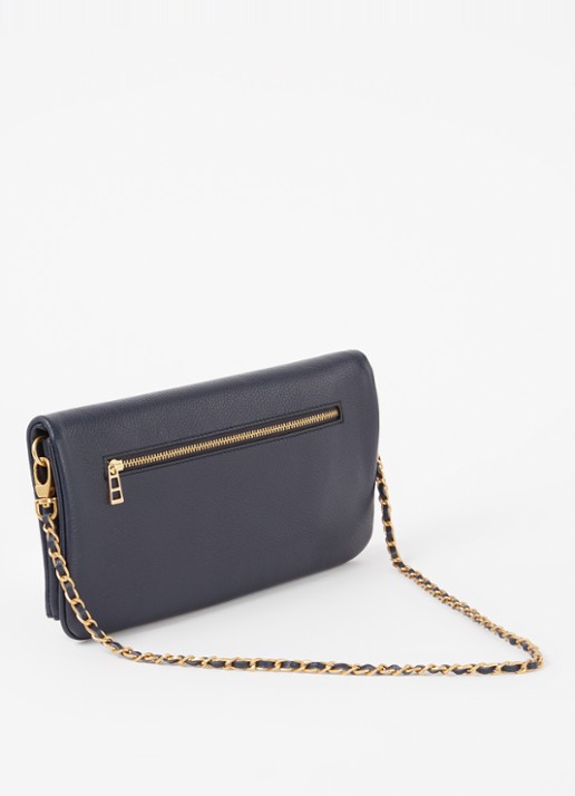 Zadig&Voltaire Rock Grained clutch van leer met afneembare schouderriem - achterkant 6 middenblauw