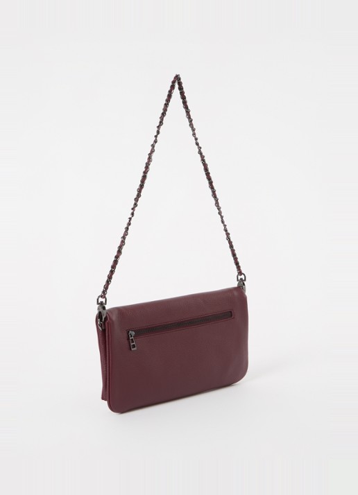 Zadig&Voltaire Rock Grained clutch van leer met afneembare schouderriem - achterkant 4 aubergine