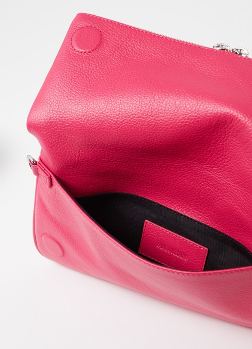Zadig&Voltaire Rock Grained clutch van leer met afneembare schouderriem - detail 3 fuchsia