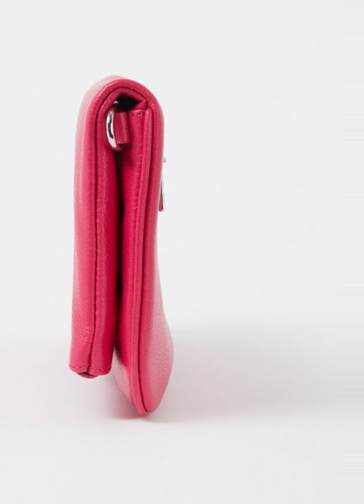 Zadig&Voltaire Rock Grained clutch van leer met afneembare schouderriem - detail 4 fuchsia