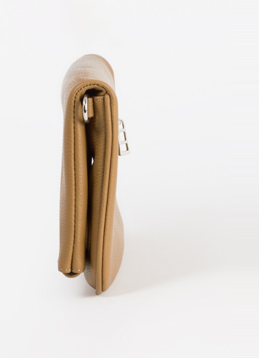 Zadig&Voltaire Rock Grained clutch van leer met afneembare schouderriem - detail 2 camel
