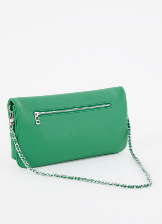 Zadig&Voltaire Rock Grained clutch van leer met afneembare schouderriem - achterkant 3 groen