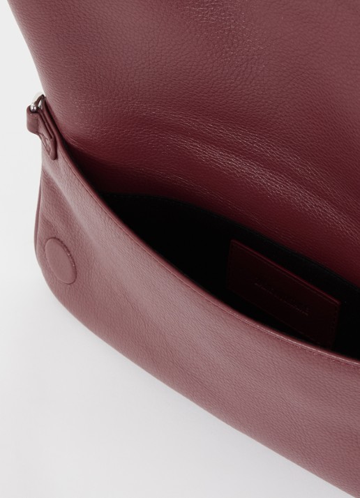 Zadig&Voltaire Rock Grained clutch van leer met afneembare schouderriem - detail 4 bordeauxrood