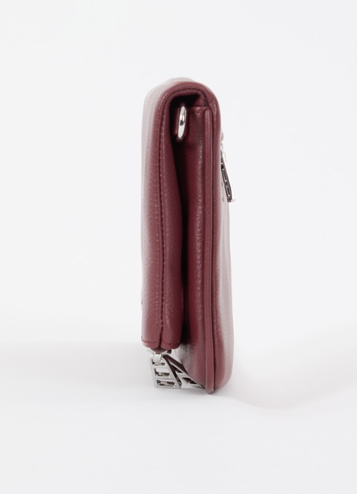 Zadig&Voltaire Rock Grained clutch van leer met afneembare schouderriem - detail 5 bordeauxrood