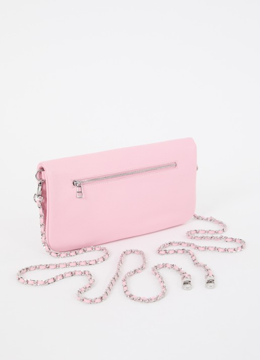 Zadig&Voltaire Rock Grained clutch van leer met afneembare schouderriem - achterkant 3 roze