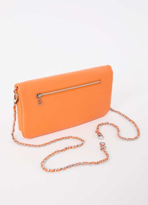 Zadig&Voltaire Rock Grained clutch van leer met afneembare schouderriem - achterkant 6 oranje