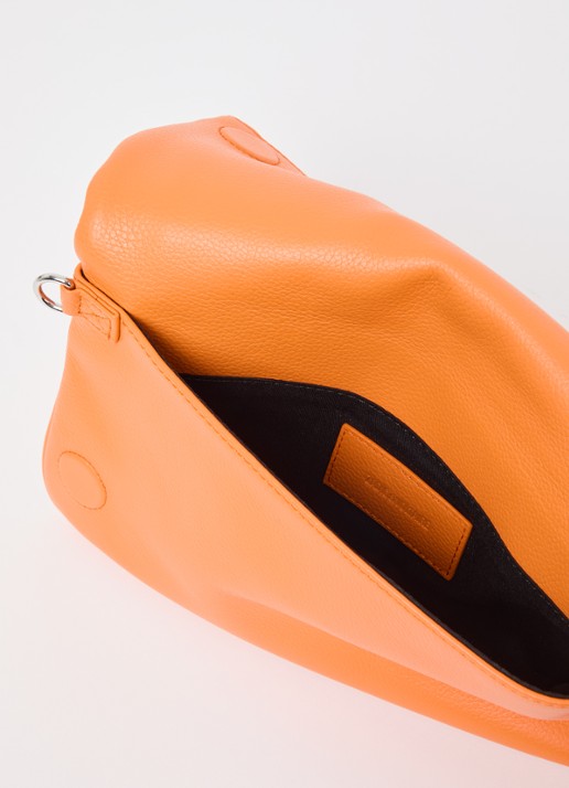 Zadig&Voltaire Rock Grained clutch van leer met afneembare schouderriem - detail 4 oranje