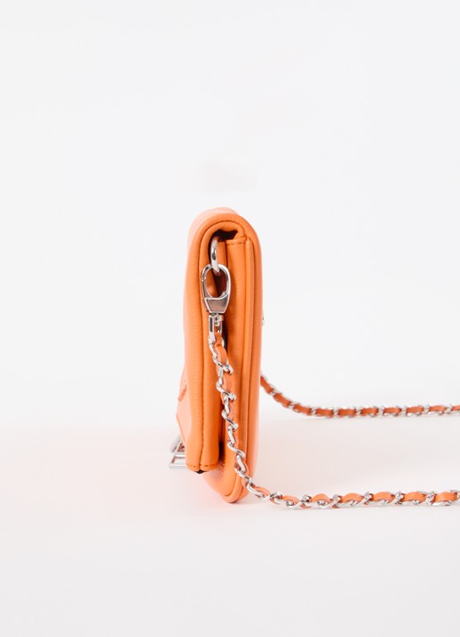 Zadig&Voltaire Rock Grained clutch van leer met afneembare schouderriem - detail 5 oranje