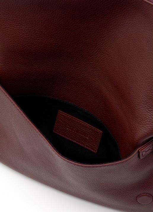 Zadig&Voltaire Rock Grained clutch van leer met afneembare schouderriem - detail 2 kastanjebruin