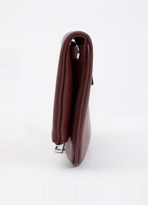 Zadig&Voltaire Rock Grained clutch van leer met afneembare schouderriem - detail 3 kastanjebruin
