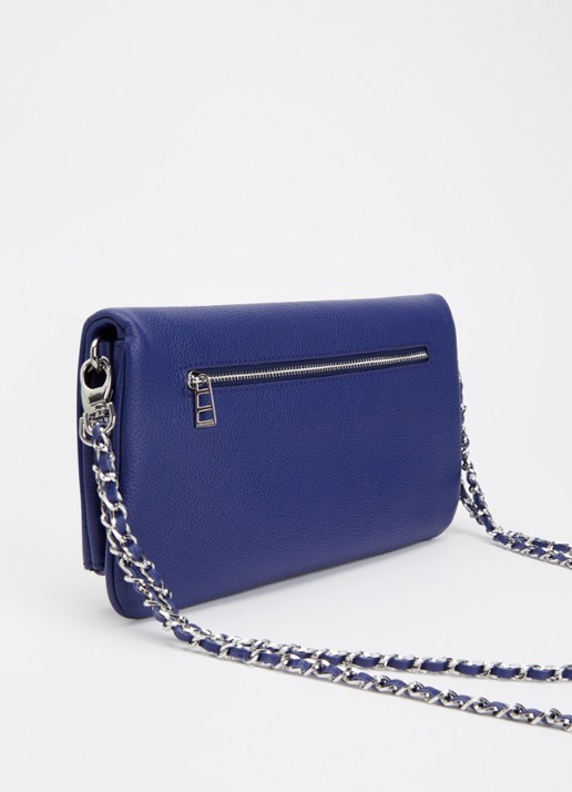Zadig&Voltaire Rock Grained clutch van leer met afneembare schouderriem - achterkant 4 royalblauw